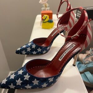 Worn once Manolo Blahnik Zaka America Flag